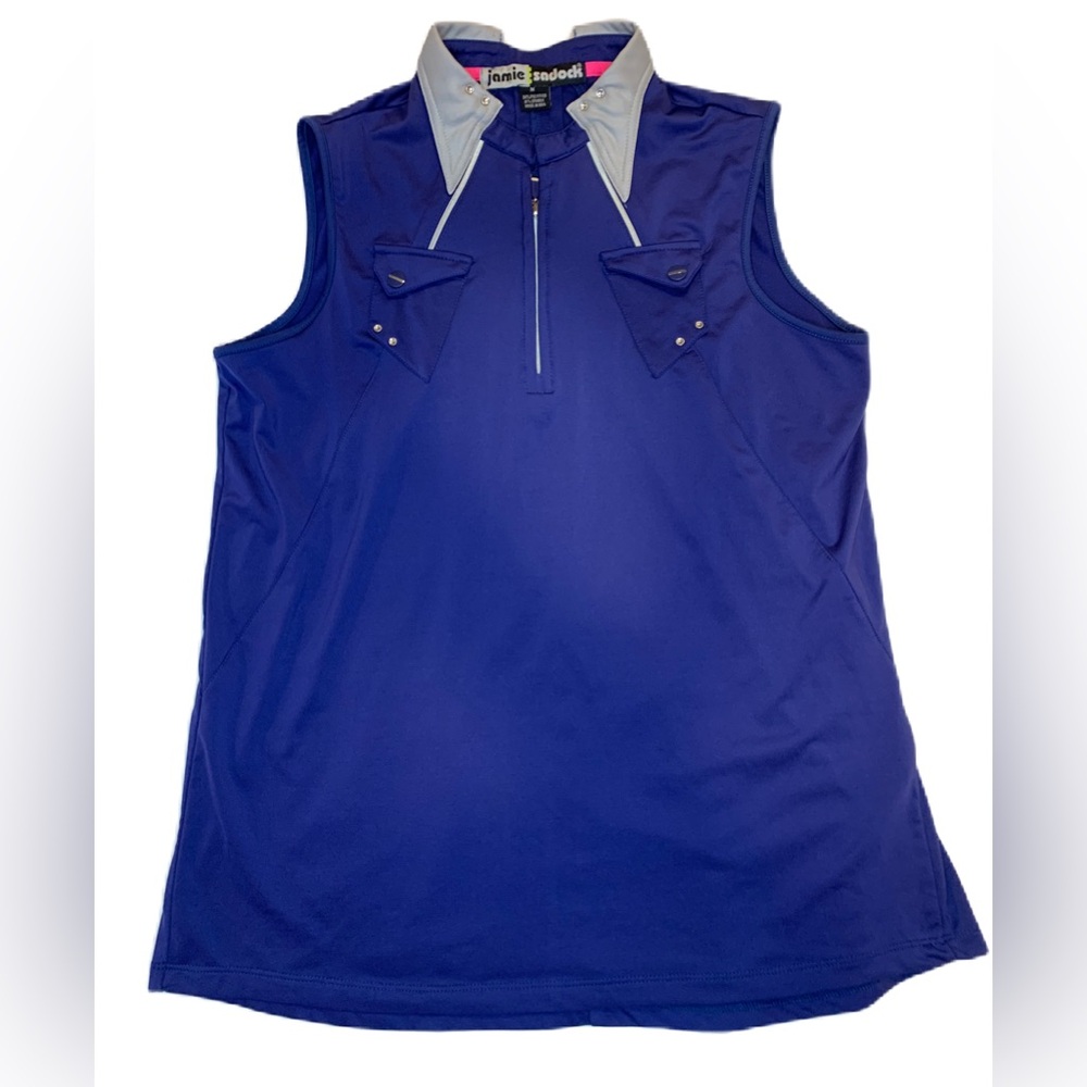 Jamie Sadock Tennis Shirt Women’s Medium Sleeveless Blue Sun Protection Spandex